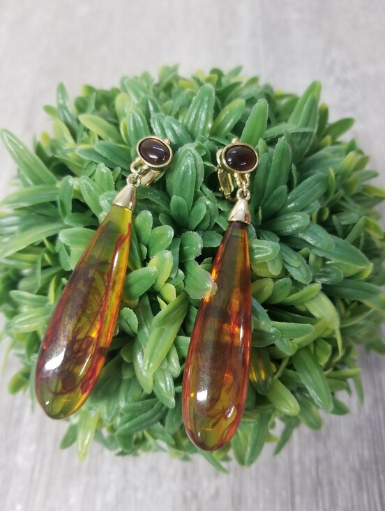 Jewelry - Vintage Amber Colored Teardrop Earrings